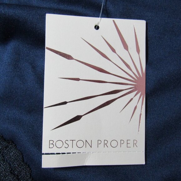 Boston Proper Navy Blue Lace Cap Sleeve V-Neck Top Womens Size M Lined New Tag - Picture 8 of 11